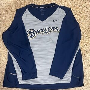 Men’s Large MLB Milwaukee Brewers Nike Dri-Fit Pullover Windshirt Jacket